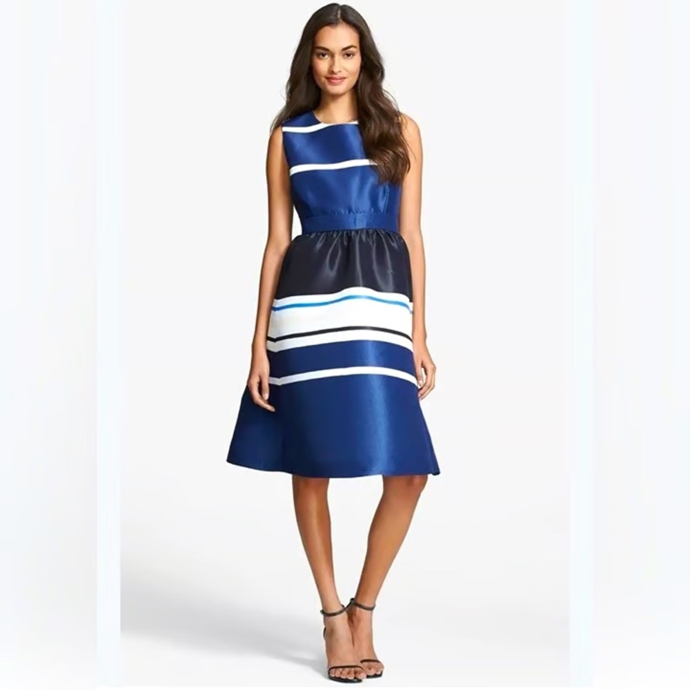 KATE SPADE NWOT New York Holiday Stripes Blue and White Fit and Flare